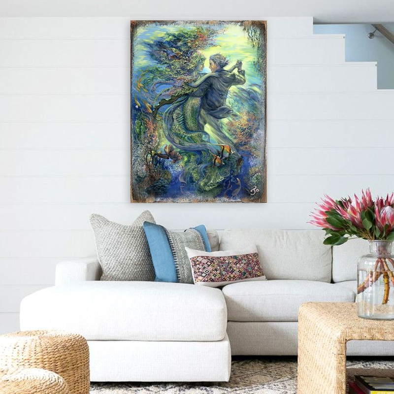 For the Love of a Mermaid Fantasy Wooden Wall Art by Josephine Wall – Fantasy Dcor – 852133-JW