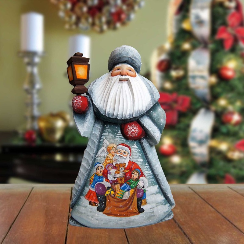 Gift Giver Santa Hand-Painted WOODCARVED Figurine by G. DeBrekht – Christmas Decor – 8214563 *** PRE-ORDER – Handmade Just for You! ***
