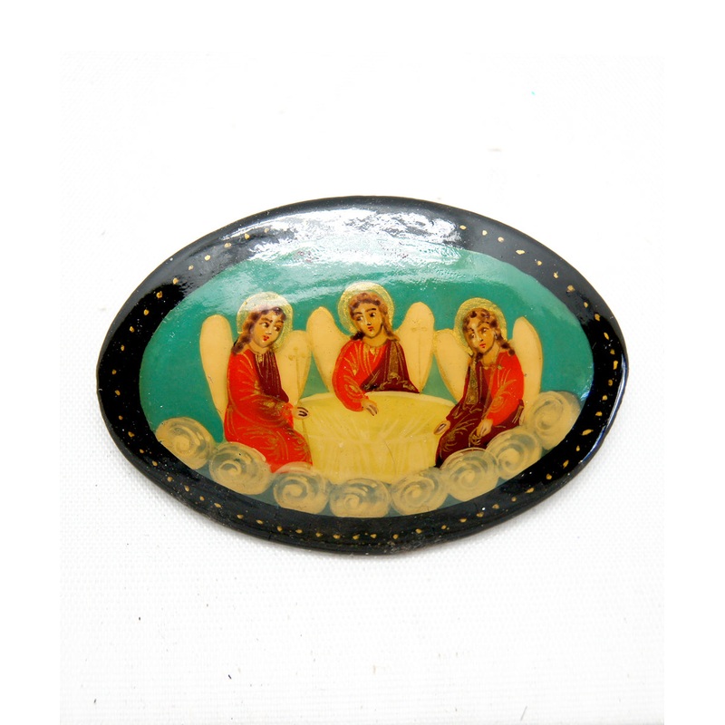 Handpainted Jewelry Three Angels Mstera Lacquered Miniature Brooch Pin by  Unique Handmade Gift Collectible and Home Decoration