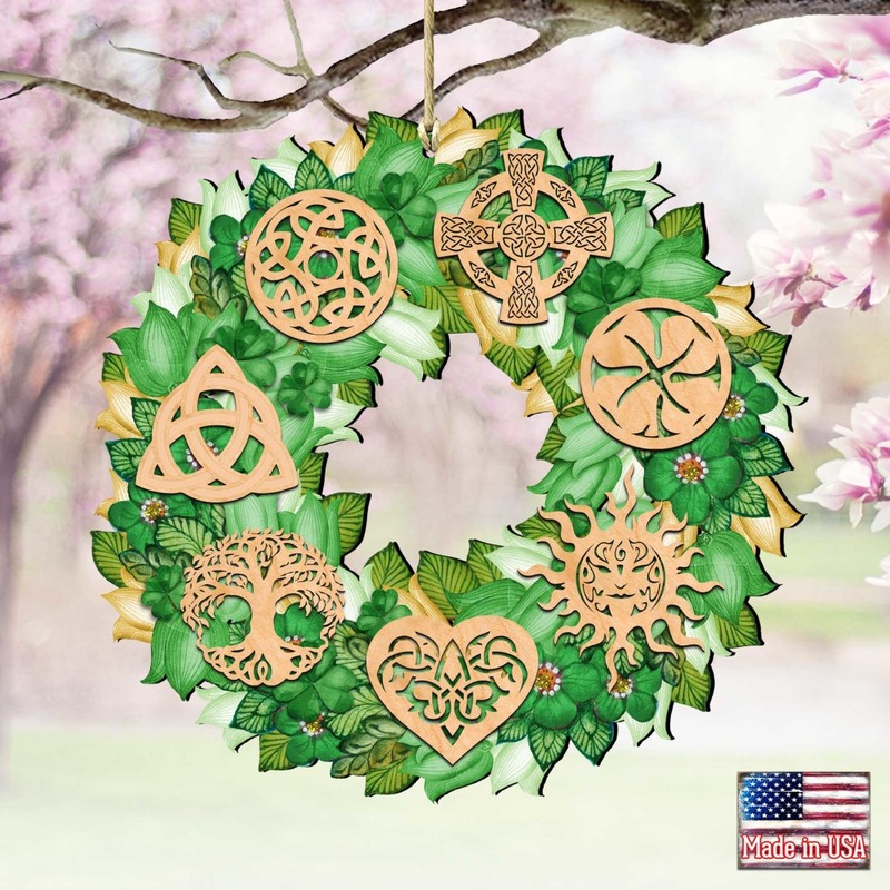 Irish Celtic Wreath Wooden Ornaments by G. DeBrekht – Celtic Decor – 8185319