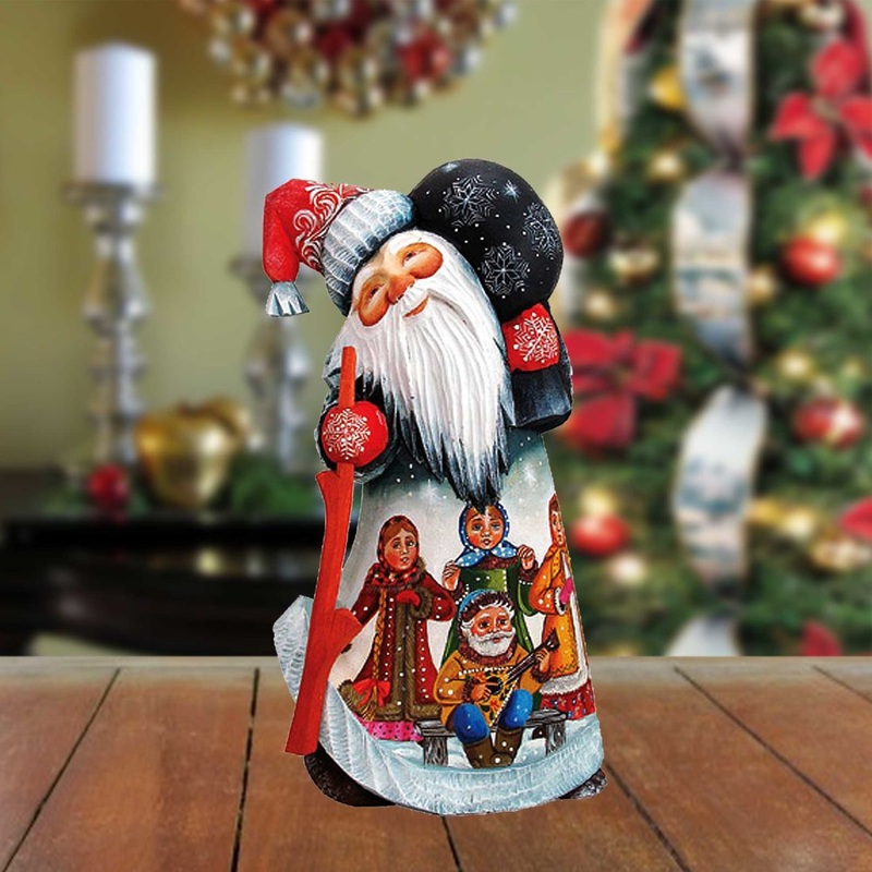 Midnight Dance Party Santa Hand-Painted WOODCARVED Figurine by G. DeBrekht – Christmas Decor – 821448 *** PRE-ORDER – Handmade Just for You! ***