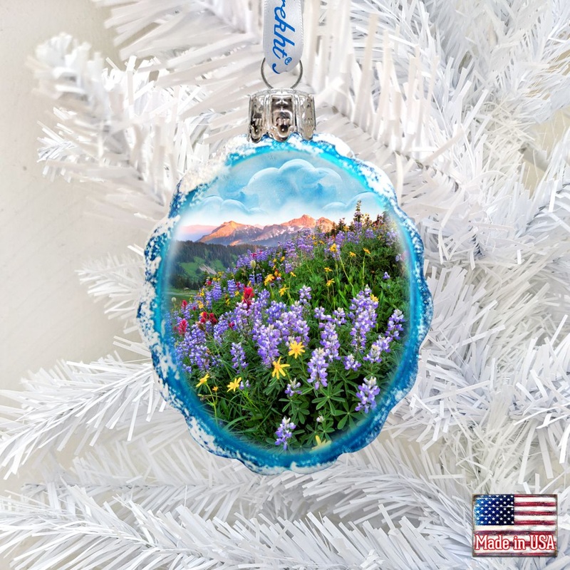 Mountain Flowers Mercury Glass Ornament by G. DeBrekht – Wildlife Holiday Decor – 773036