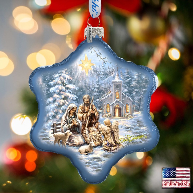 Nativity at the Chapel Glass Ornament by D. Gelsinger – Nativity Holiday Decor – 754-101-DG