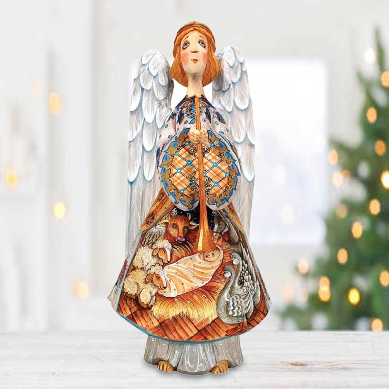 Nativity Baby Joseph Angel Hand-Painted WOODCARVED Masterpiece by G. DeBrekht – Nativity Holiday Decor – 251031