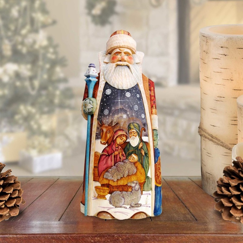 Nativity Merchant Santa Hand-Painted WOODCARVED Masterpiece by G. DeBrekht – Nativity Holiday Decor – 214521 *** PRE-ORDER – Handmade Just for You! ***