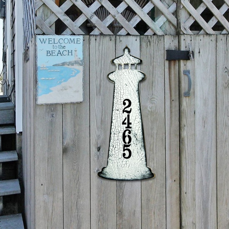 Nautical Coastal Wooden Personalized House Number Sign by G. Debrekht – Coastal Sea-Life Decor – Handcrafted Wooden Handcrafted Wooden Address Sign – MA98526