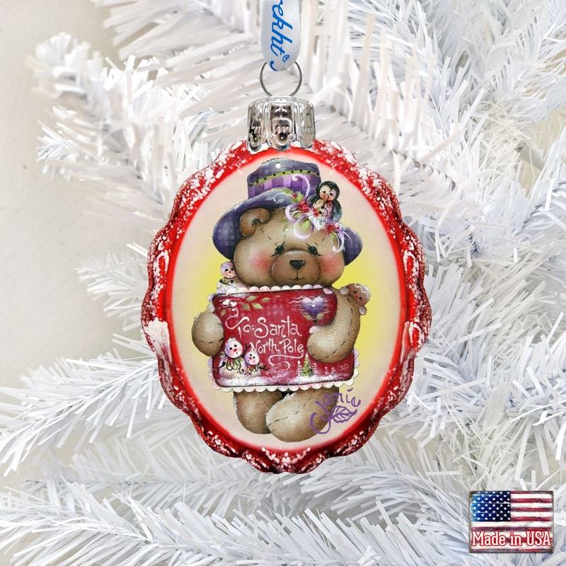 Note to North Pole Santa Mercury Glass Ornament by Jamie Mills-Price – Christmas Santa Snowman Dcor – 778205-7510