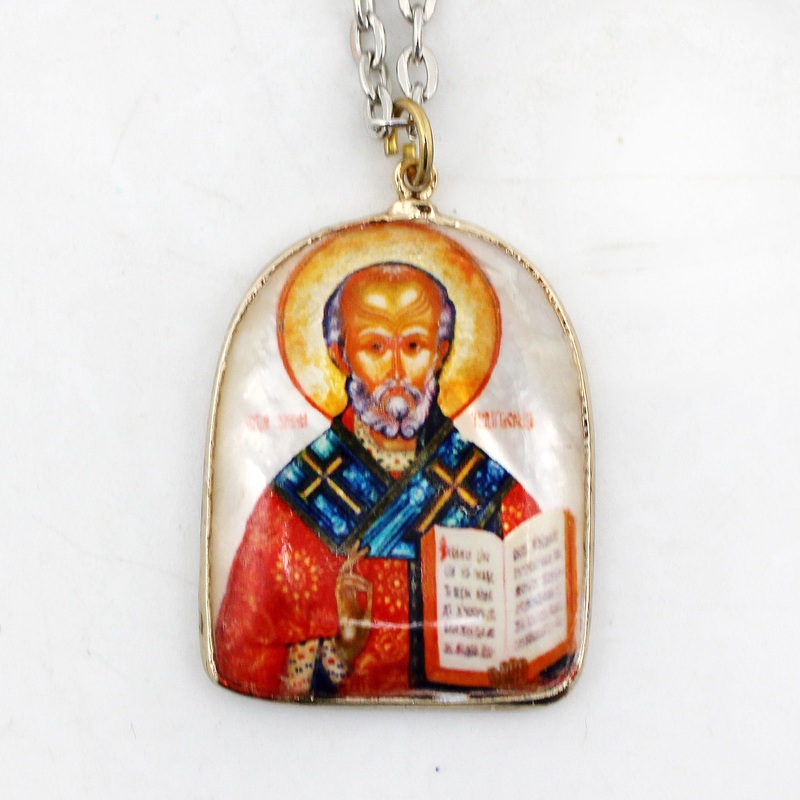 One-of-a-Kind Mother of Pearl Lacquered Miniature Jewelry Pendant 1 x 1.25 by  Unique Handmade Gift Collectible and Home Decoration