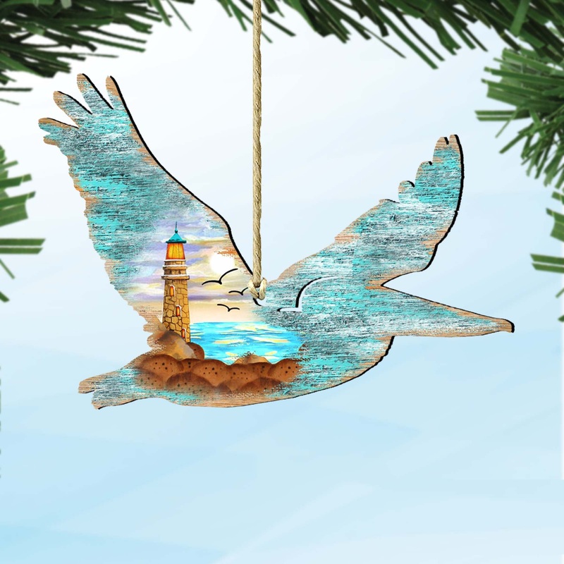 Pelican Wooden Ornaments by G. DeBrekht – Coastal Holiday Decor – 8198611