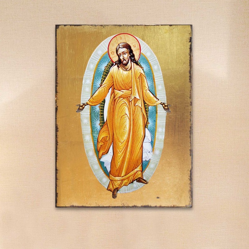 Resurrection Wooden Gold Plated Religious Christian Sacred Icon – Inspirational Icon Decor – 85059