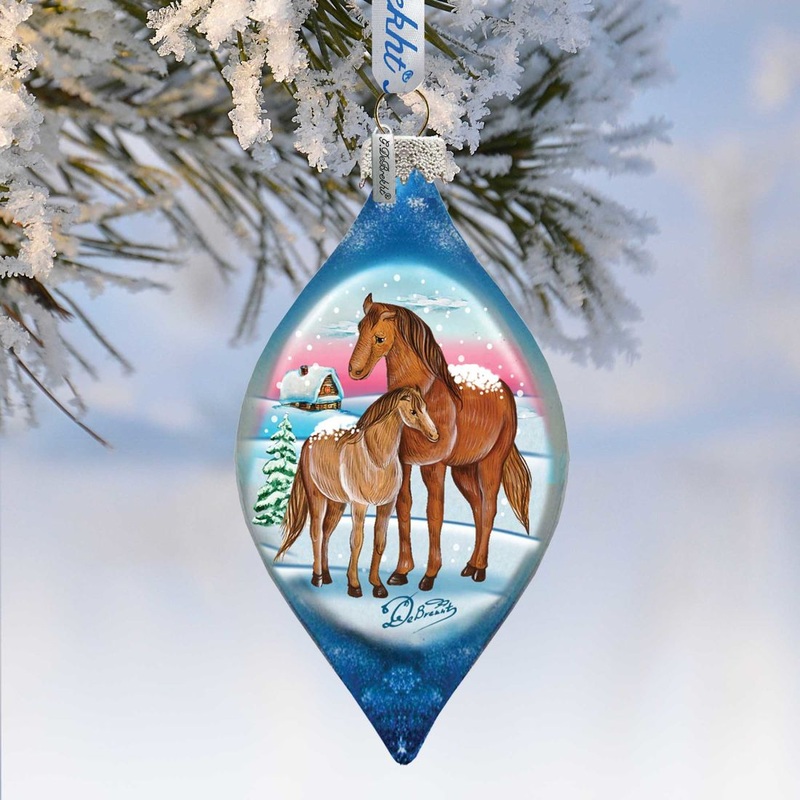 Riding Family Drop Glass Ornament by G. DeBrekht – Christmas Decor – 757-002