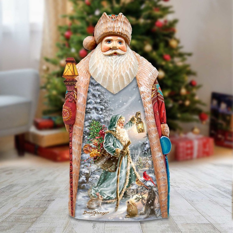 Saint Nicholas Santa Hand-Painted WOODCARVED Figurine by D. Gelsinger – Christmas Decor – 242114-DG