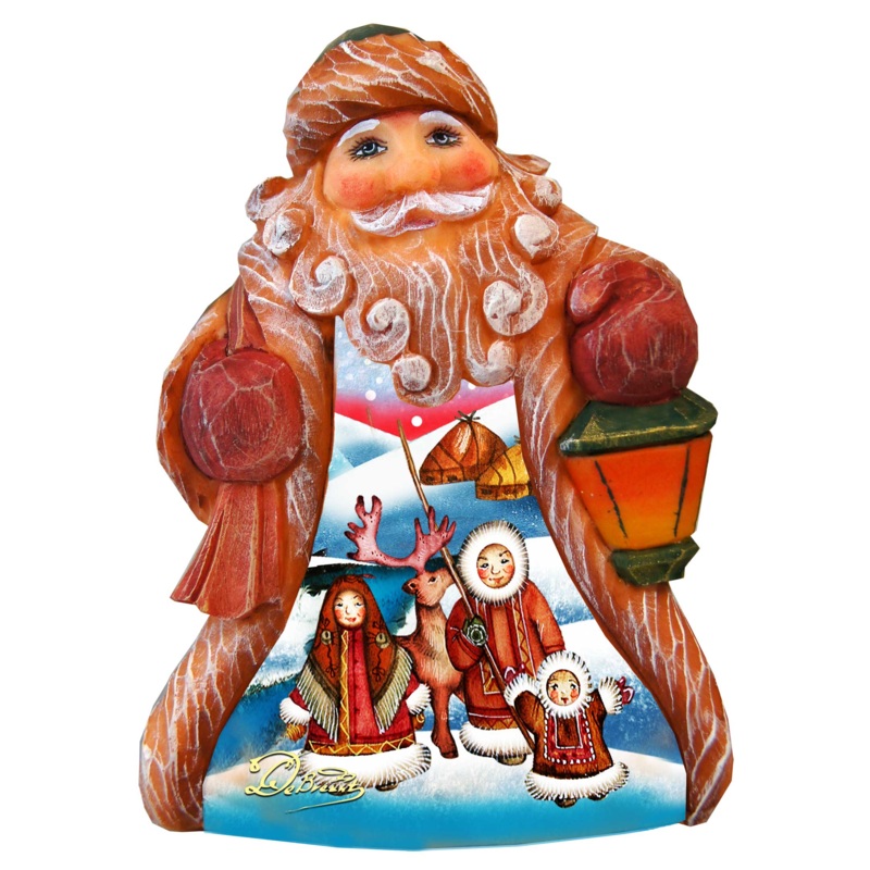 Santa Alaska Motif Sculpted Hand-Painted Christmas Figurine by G. DeBrekht – Wildlife Holiday Decor – 661421