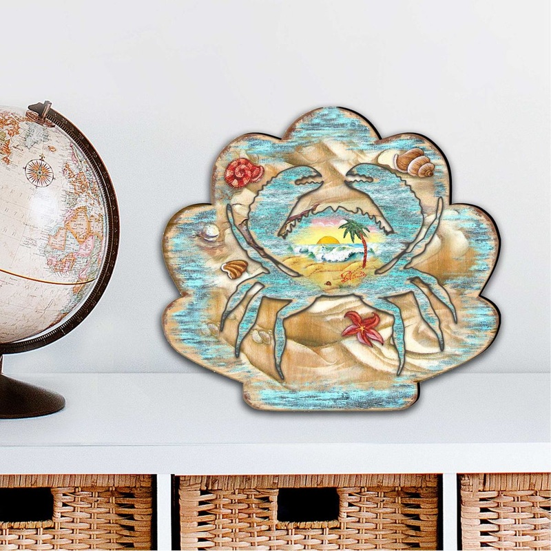 Seashell Crab Coastal Outdoor Decor Large Ornament by G. DeBrekht – Coastal Holiday Decor – 8198549-2M