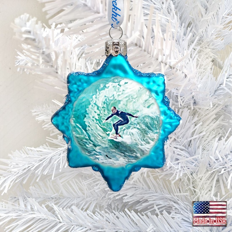 Surfers Mercury Glass Ornament by G. DeBrekht – Coastal Holiday Dcor – 775486
