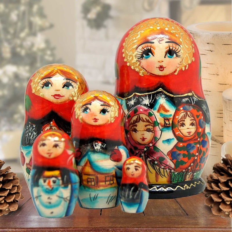 The Best Friends Matreshka Nesting Hand-Painted Dolls Set of 5 by G. DeBrekht – Christmas Decor – 140071