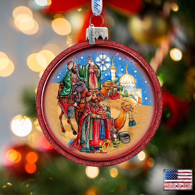 Three Kings Glass Ornament by G. DeBrekht – Nativity Holiday Decor – 73551C