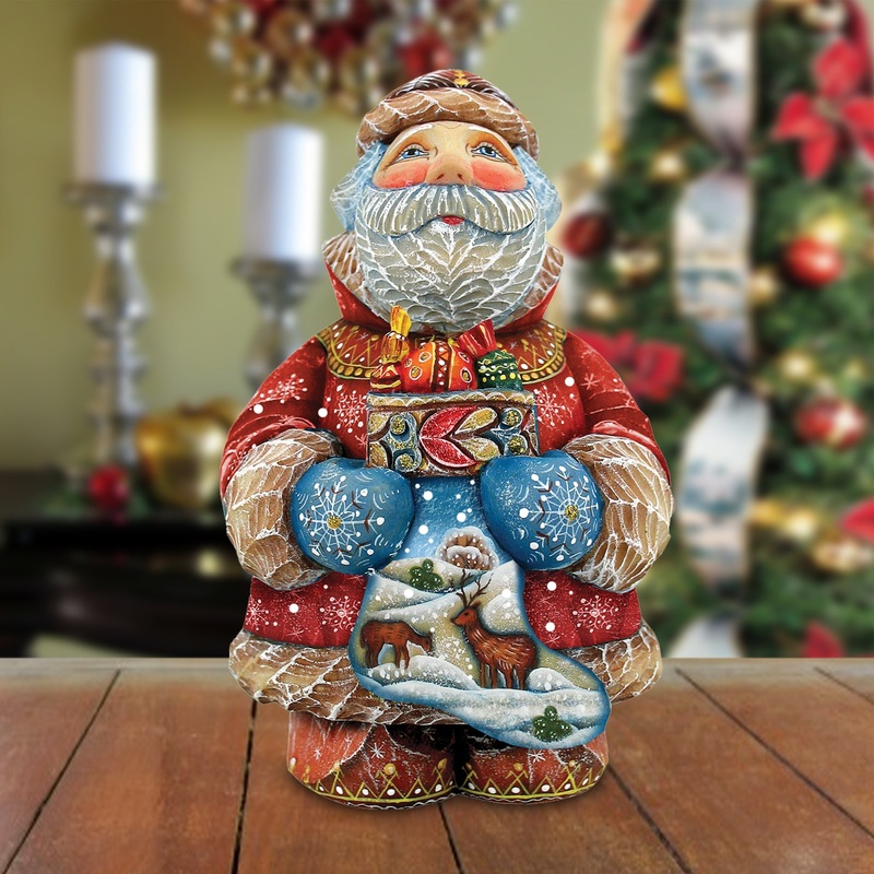 Treasures Keeper Santa – Christmas Figurine by  Reserve – Unique Handpainted Christmas Santa Claus Handmade in the USA – 518212