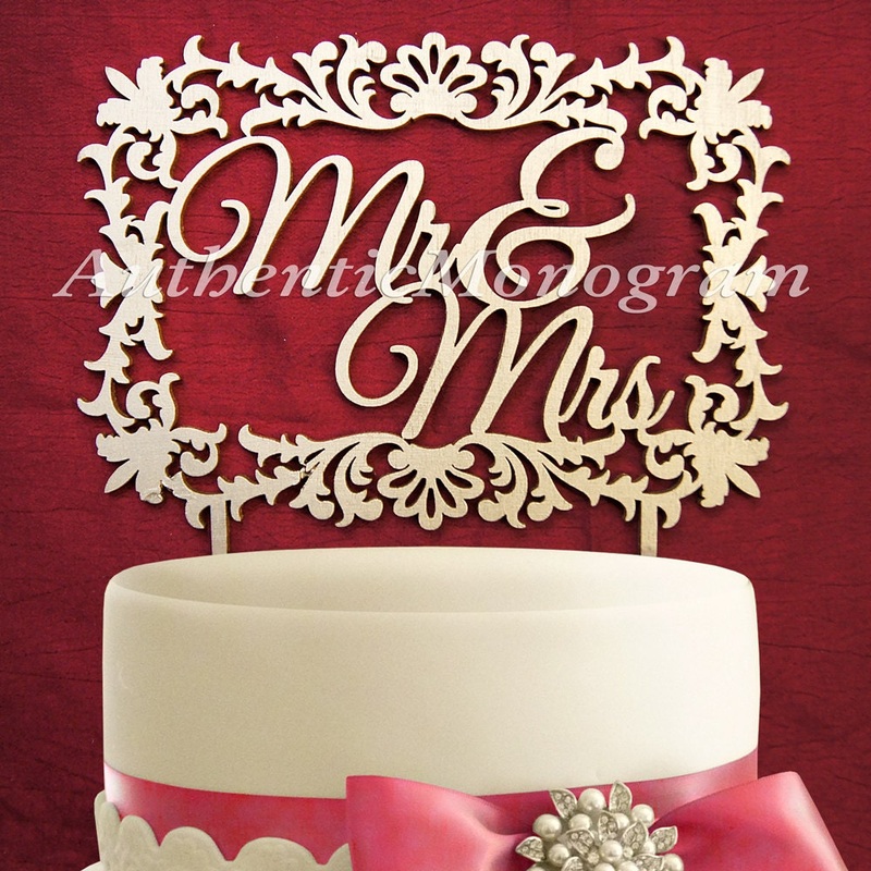 Wedding Cake Topper – Wooden Mr. and Mrs. Cake Topper 4121P