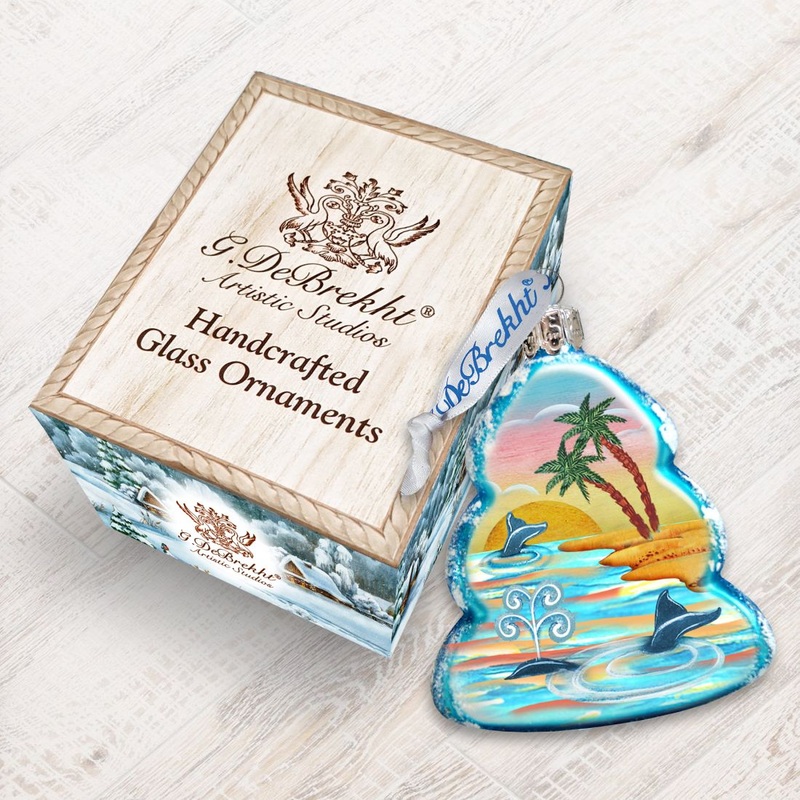 Whale at The Palms Mercury Glass Ornament by G. DeBrekht – Coastal Holiday Dcor – 776276-2
