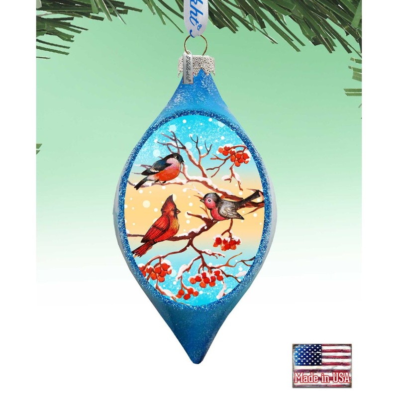 Winter Bird Drop Glass Ornament by G. DeBrekht – Christmas Decor – 74171