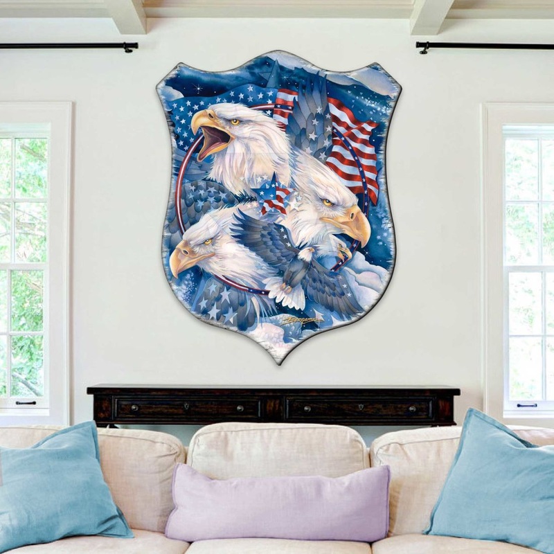 Allegiance Patriotic Eagles Wall Art by J. Bergsma – Wildlife Holiday Decor – 8591730W-JB