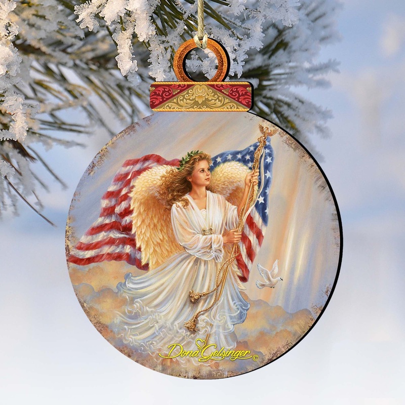 American Angel Wooden Ornaments by Gelsinger – Nativity Holiday Decor – 8021021-0107