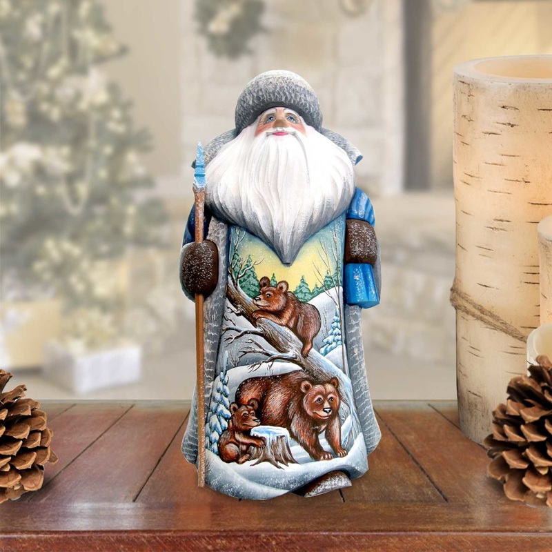 Bear Cubs at Play in Wilderness Hand-Painted WOODCARVED Figurine by G. DeBrekht – Wildlife Holiday Decor – 821825 *** PRE-ORDER – Handmade Just for You! ***