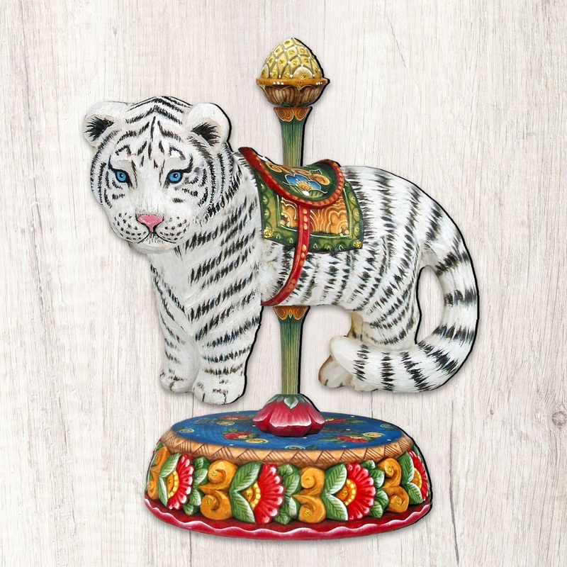 Carousel Tiger Holiday Outdoor Decor Large Ornament by G. DeBrekht – Carousel Holiday Decor – 8114046M