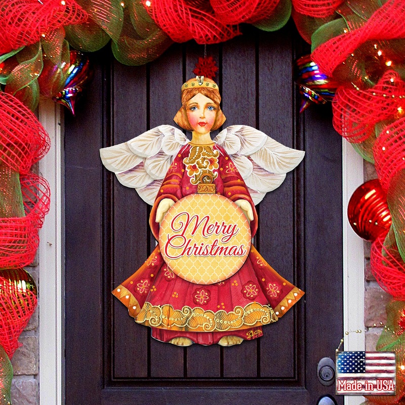 Dated Merry Christmas Angel Door Hanger by G. DeBrekht – Designocracy – 8152722H-MCH
