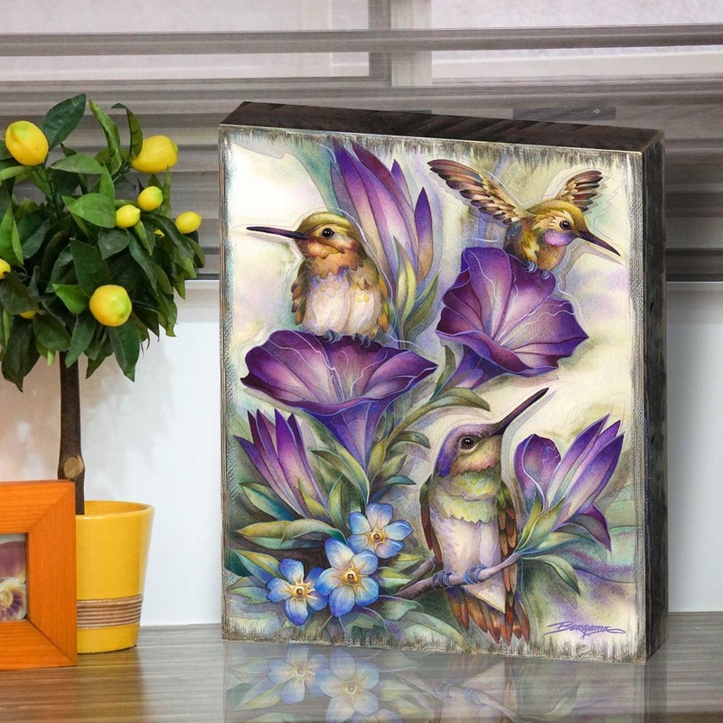Everlasting Friendship Hummingbirds Wooden Wall Art by J. Bergsma – Nature Wildlife Decor – 85922936B-JB