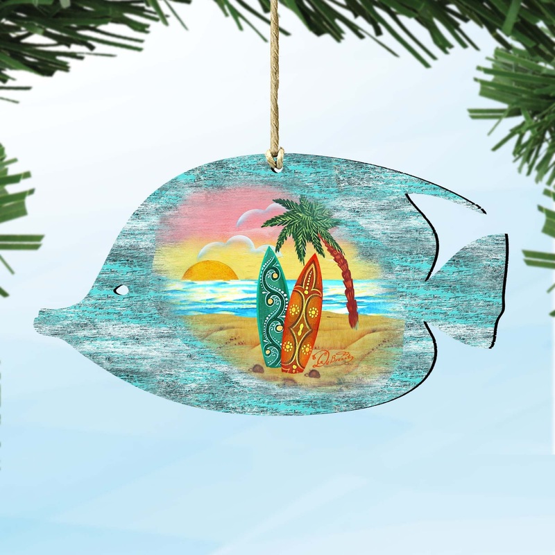Fish Christmas Wooden Ornaments by G. DeBrekht – Coastal Holiday Decor – 8198527