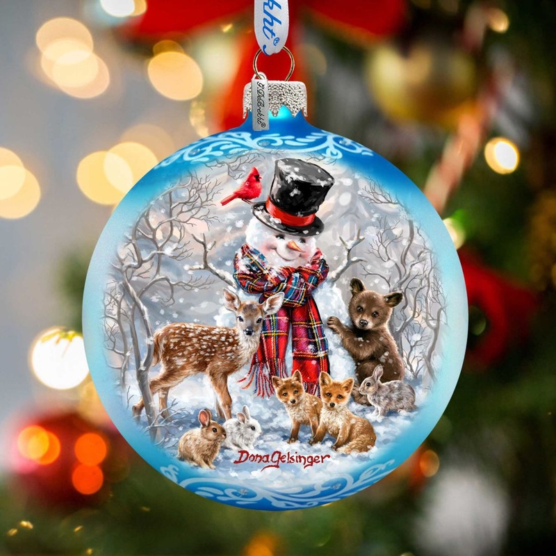 Frosty and His Forest Friends Glass Ornament Limited Edition by G. DeBrekht – Christmas Decor – 73908-DG