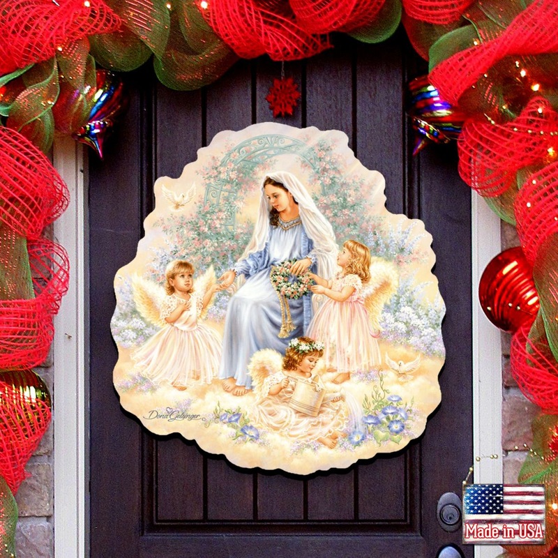 Gift of Faith Angel Wreath Nativity Door Decor by D. Gelsinger – Nativity Holiday Decor – 8461032H-0201