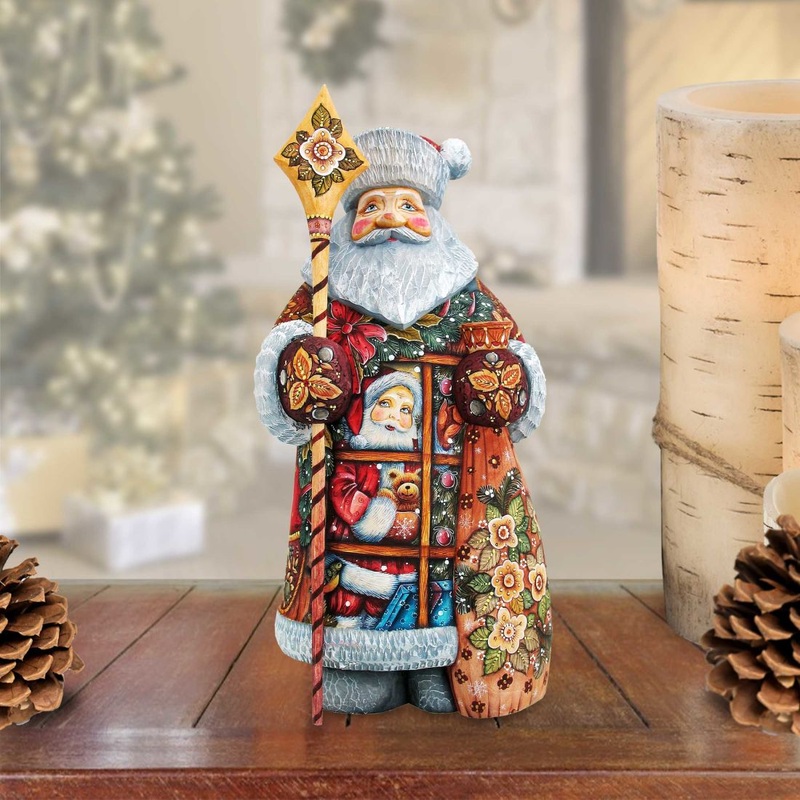 Give a Gift Santa Hand-Painted WOODCARVED Masterpiece by G. DeBrekht – Christmas Decor – 215823 *** PRE-ORDER – Handmade Just for You! ***