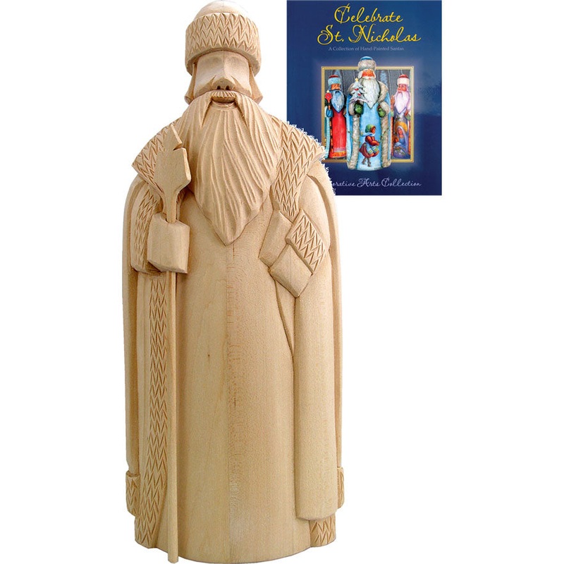 Make it Take it: St. Nicholas WOODCARVED Santa Figurine by G. DeBrekht – U21001