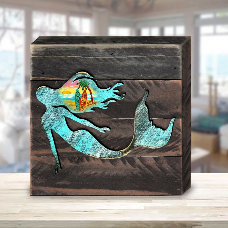 Mermaid Wooden Decor by G. DeBrekht – Coastal Holiday Decor – 8198514B