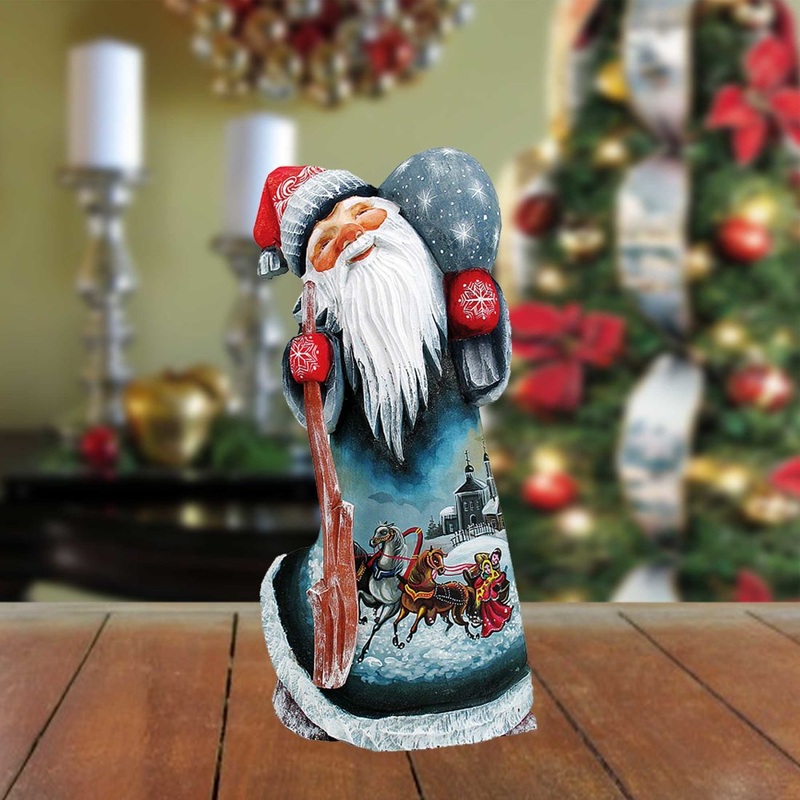 Midnight Sleigh Ride Hand-Painted WOODCARVED Masterpiece by G. DeBrekht – Christmas Decor – 821446 *** PRE-ORDER – Handmade Just for You! ***
