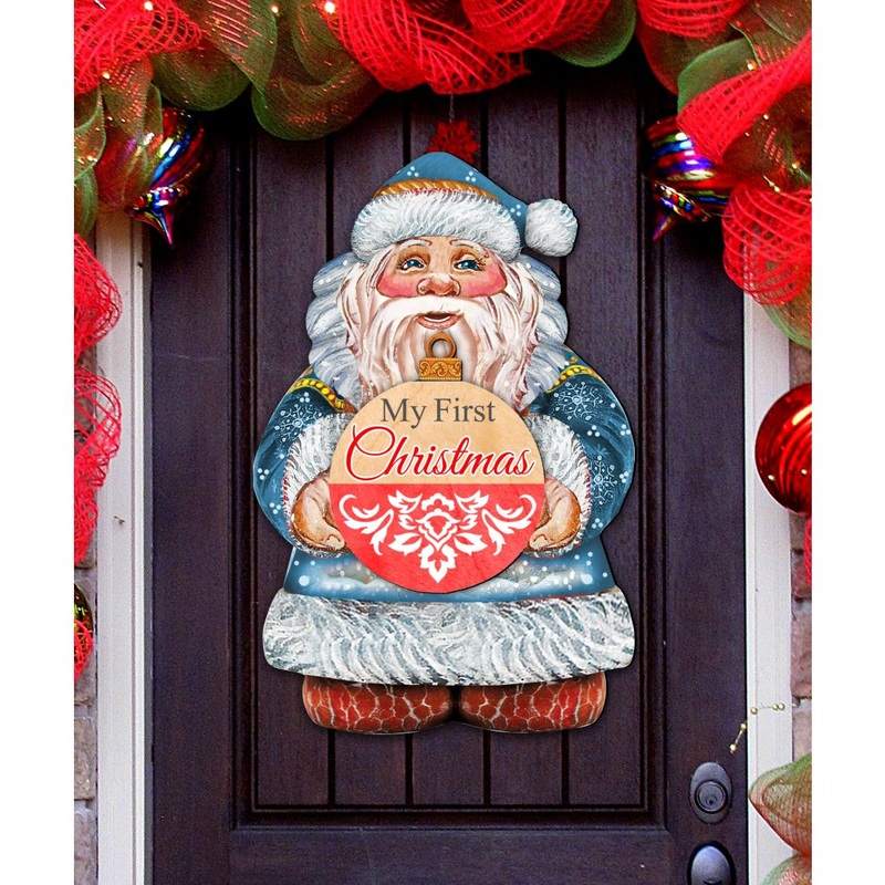 My First Christmas Door Decor by G. DeBrekht – Christmas Santa Snowman Decor – 8117810H-MFC