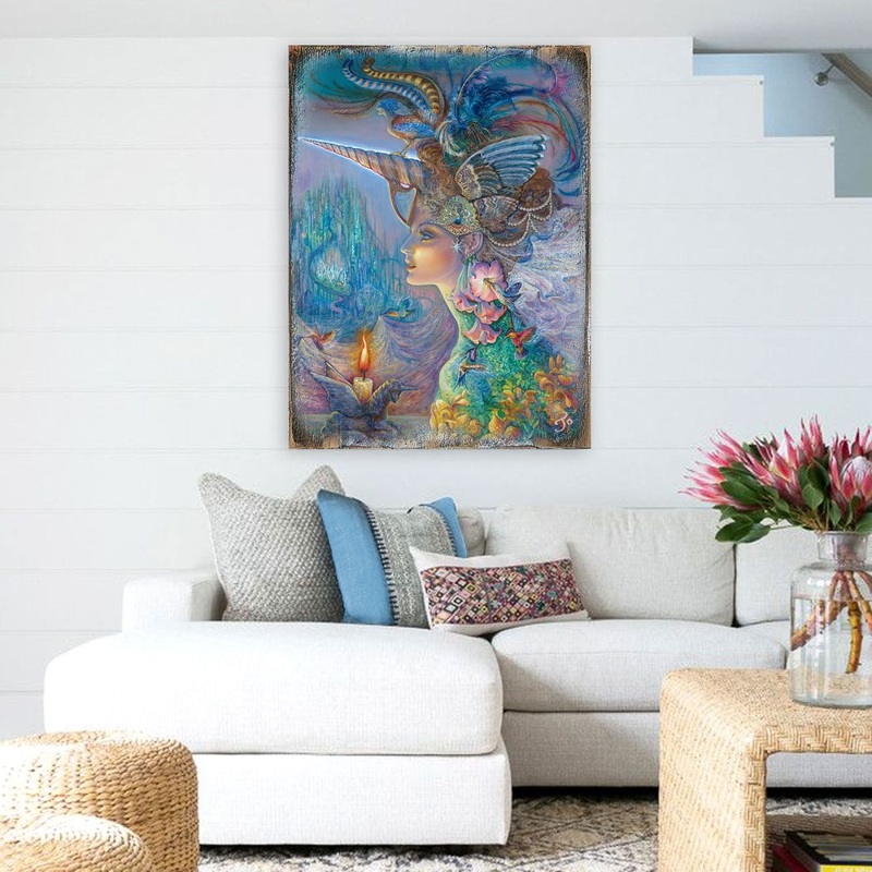 My Lady Unicorn Fantasy Wooden Wall Art by Josephine Wall – Fantasy Decor – 852132-JW