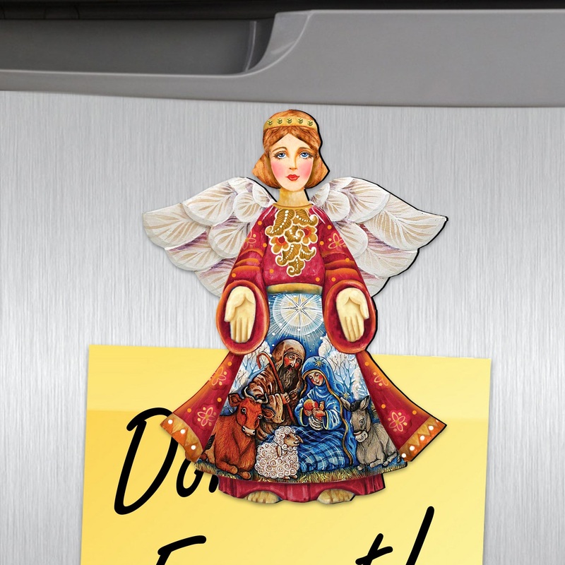 Nativity Angel Shape Refrigerator Magnets Set of 3