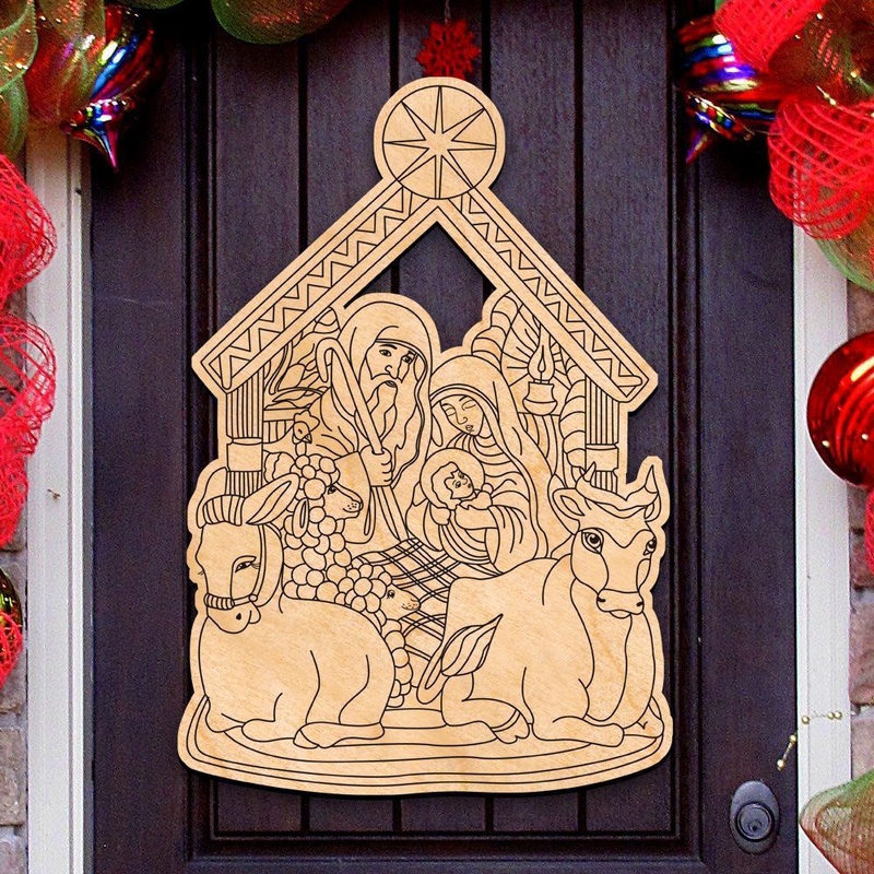 Nativity Manger DIY Coloring Decorative Holiday Door Hanger 8314030H by G. DeBrekht
