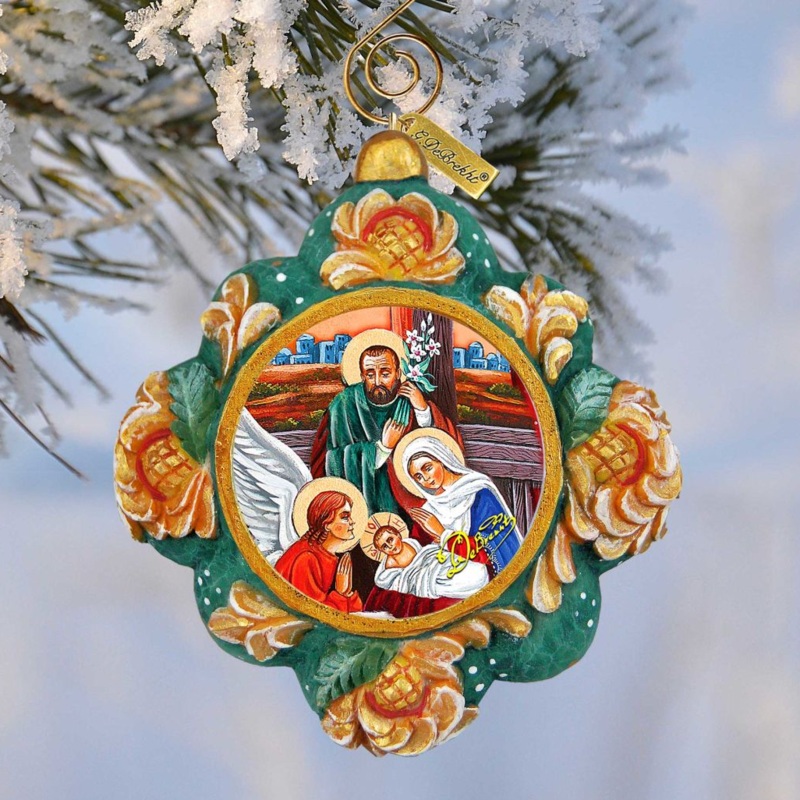 Nativity Sculpted Hand-Painted Christmas Ornament by G. DeBrekht – Nativity Holiday Decor – 6102518