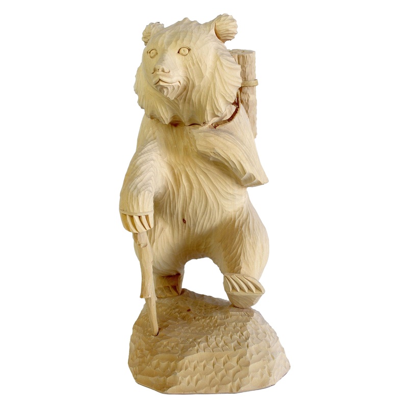One-of-a-Kind Bear with Woods Wood Carved Figurine 14 – Nature Wood Carving