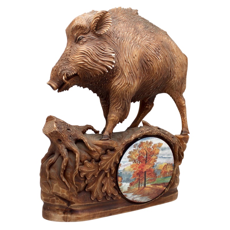 One-of-a-Kind Boar WOODCARVED Handpainted Figurine 15 by  Reserve
