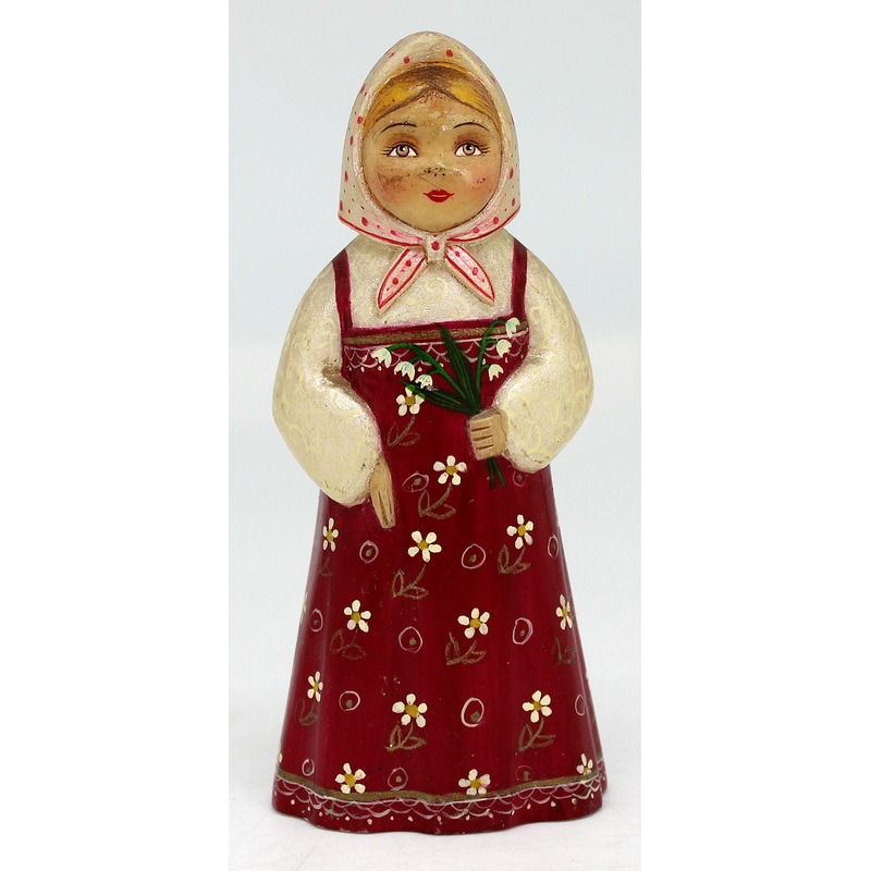 One-of-a-Kind Girl with Flowers Unique Hand Painted Figurine 5 by G. DeBrekht Reserve