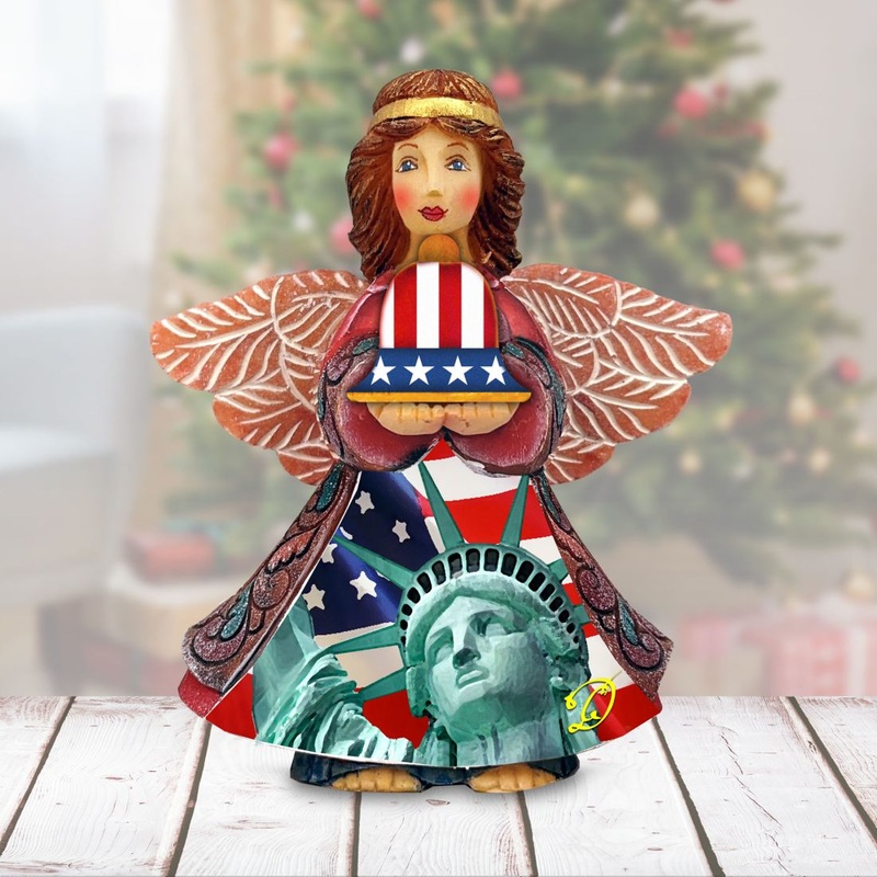 Patriotic Angel Figurine by G. DeBrekht – American Christmas Decor – 516661