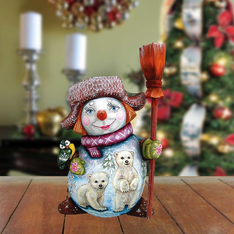 Polar Bear Family Hand-Painted WOODCARVED Masterpiece by G. DeBrekht – Wildlife Holiday Decor – 8215881 *** PRE-ORDER – Handmade Just for You! ***