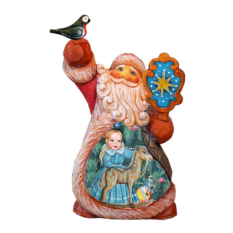 Rocking Horse Tiny Tale Santa Christmas Figurine by G. DeBrekht – Christmas Santa Snowman Decor – 561636