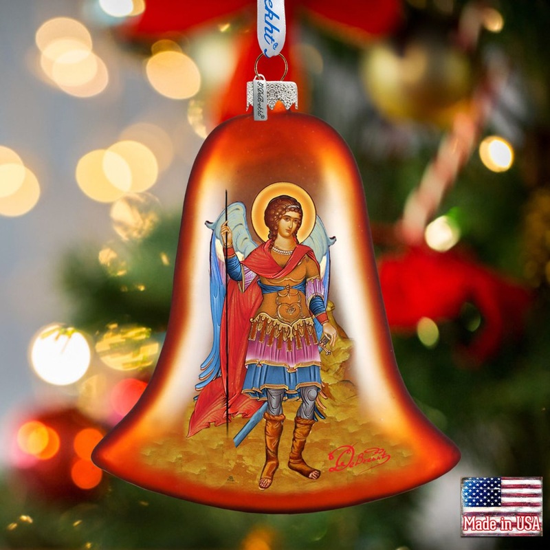 Saint Michael Bell Glass Ornament by G. DeBrekht – Christmas Decor – 752-037
